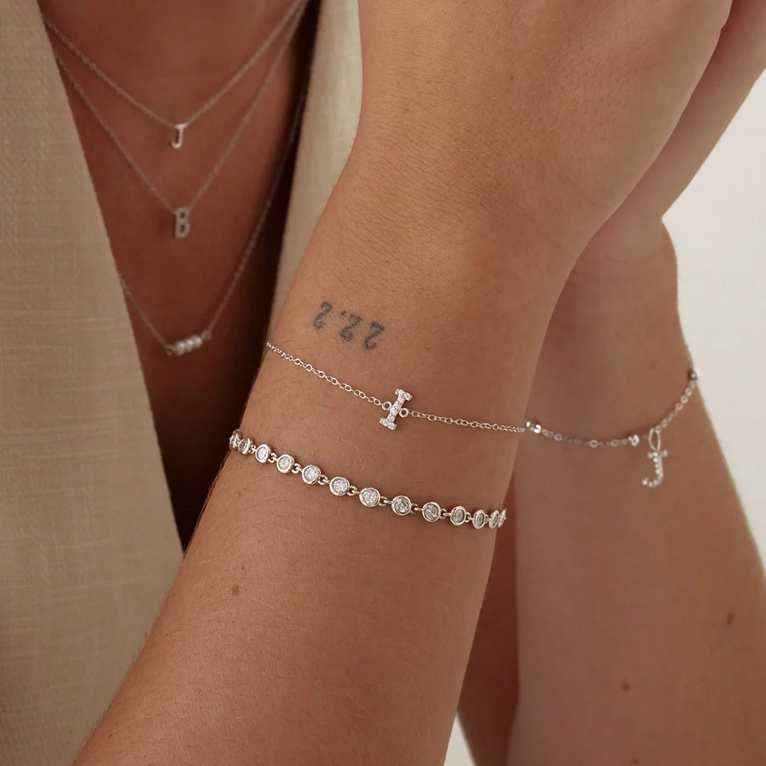 925 Sterling Zilveren Armband met Initialen - Waterproof & Hypoallergeen