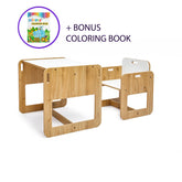 Dove Montessori Kinder Tafel en Stoelen Set – Ruimtebesparend, Veilig en Duurzaam voor Creatief Spel