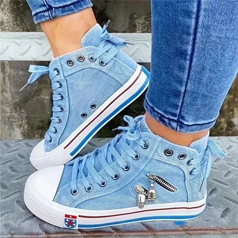 Trendy denim sneakers met ritsdetails – Comfortabel, duurzaam en veelzijdig voor elke outfit!