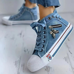 Trendy denim sneakers met ritsdetails – Comfortabel, duurzaam en veelzijdig voor elke outfit!