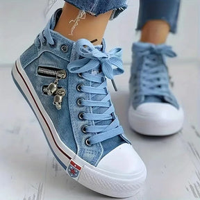 Trendy denim sneakers met ritsdetails – Comfortabel, duurzaam en veelzijdig voor elke outfit!