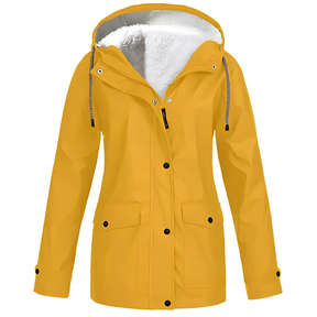 Lara's Waterdichte Dames Regenjas met Fleece Voering en Capuchon - Stijlvol & Warm in Elk Weertype