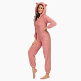 Roze Polaire Onesie voor Dames - Zacht, Comfortabel en Stijlvol met Oortjes