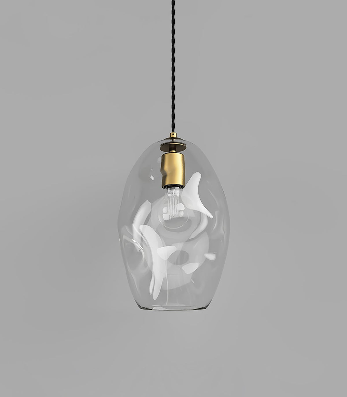 Essence Hanglamp - Uniek Mondgeblazen Glas met Oud Messing Afwerking voor Sfeervolle Verlichting