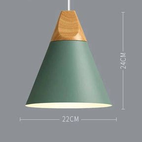 Scandinavische Metalen Hanglamp met Houten Bovenstuk – Kleur en Stijl voor Elke Ruimte