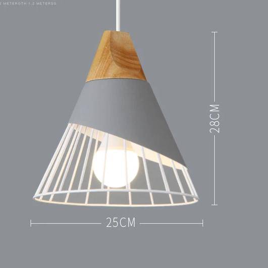 Scandinavische Metalen Hanglamp met Houten Bovenstuk – Kleur en Stijl voor Elke Ruimte