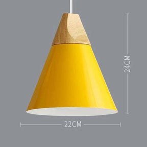 Scandinavische Metalen Hanglamp met Houten Bovenstuk – Kleur en Stijl voor Elke Ruimte