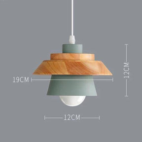 Scandinavische Metalen Hanglamp met Houten Bovenstuk – Kleur en Stijl voor Elke Ruimte