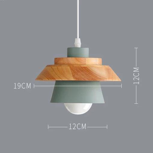 Scandinavische Metalen Hanglamp met Houten Bovenstuk – Kleur en Stijl voor Elke Ruimte