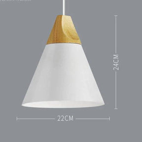 Scandinavische Metalen Hanglamp met Houten Bovenstuk – Kleur en Stijl voor Elke Ruimte