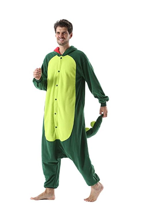 Groene Dinosaur Pyjama Kombi voor Mannen en Vrouwen - Zacht, Comfortabel en Perfect voor Feestjes!